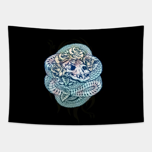 Snake Skull Rose Tattoo Tapestry by shaireproductions