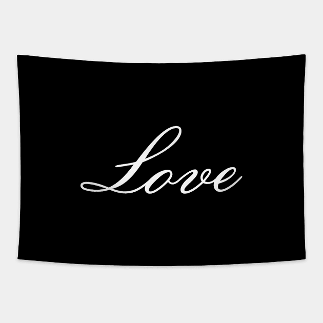 A Beautiful Modern Script Of Love With Red Color Background Tapestry by mangobanana