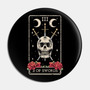 3 Of Swords Tarot Card Occult Witches Esoteric Goth Gothic Pin