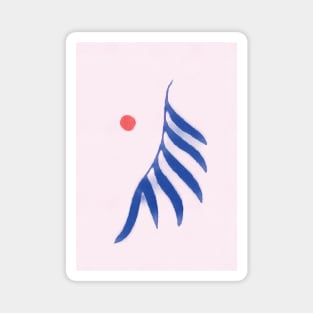 Red sun blue leaf Magnet