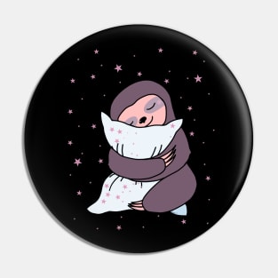 Sweet Sleepy Sloth and little pink stars Pin