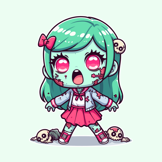 Zombie Skull Kawaii Girl by DesignDinamique