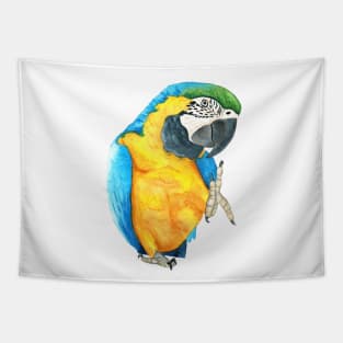 Blue and Glod macaw - watercolor parrot Tapestry