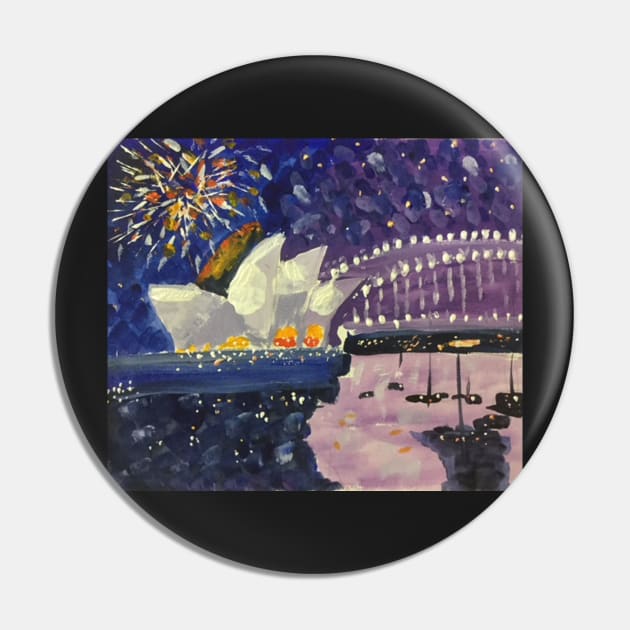 Sydney Harbour New Year Eve Fireworks 2, a painting by Geoff Hargraves Pin by gjhargraves