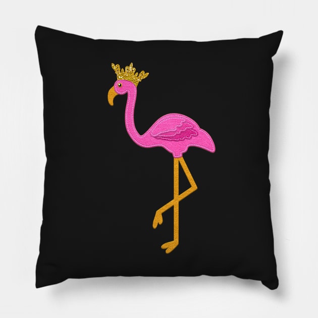 Pink Flamingo Felt Style Gold Glitter Crown | Cherie's Art(c)2020 Pillow by CheriesArt