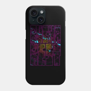 Bucharest, Romania City Map Typography - Neon Phone Case