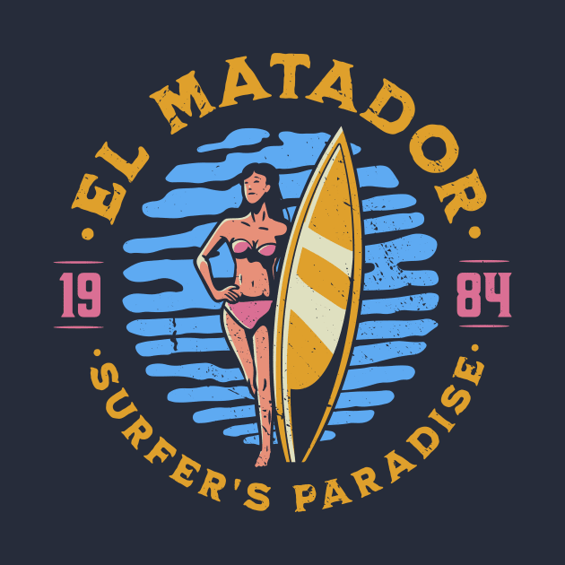 Vintage El Matador, California Surfer's Paradise // Retro Surfing 1980s Badge by Now Boarding