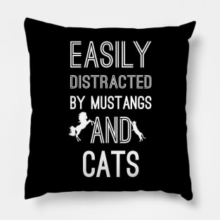 Easily Distracted by Mustangs and Cats Pillow