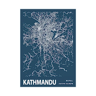 Kathmandu Blueprint Street Map, Kathmandu Colour Map Prints T-Shirt