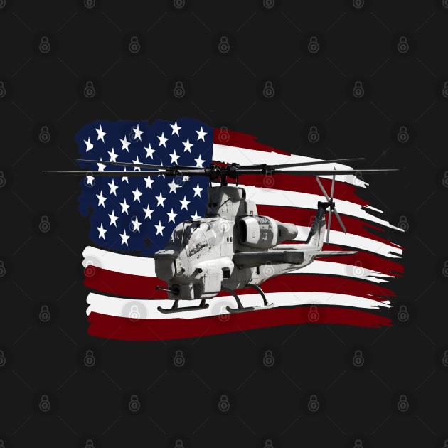 AH-1Z Viper Helicopter American US Flag by Dirty Custard Designs 
