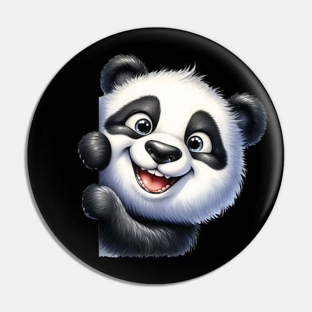 Cute Panda Playing Peek a Boo Pin by 1AlmightySprout