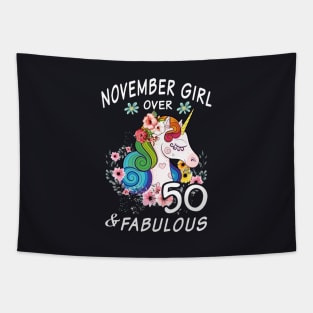 November Girl Over 50 And Fabulous Beautiful Cute Unicorn Tapestry