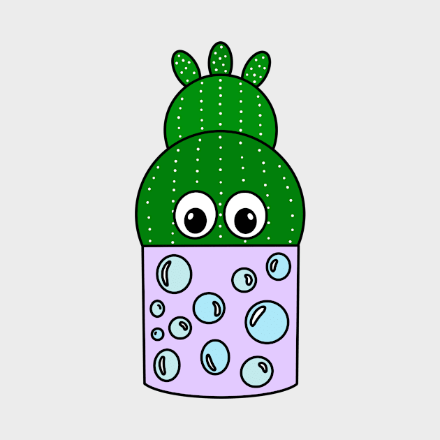 Cute Cactus Design #269: Cactus In Painted Bubble Pot by DreamCactus