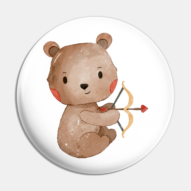 Cute Valentines Day Teddy Bear Pin by MutchiDesign