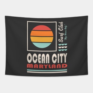 Ocean City Maryland Retro Vintage Sunset Tapestry