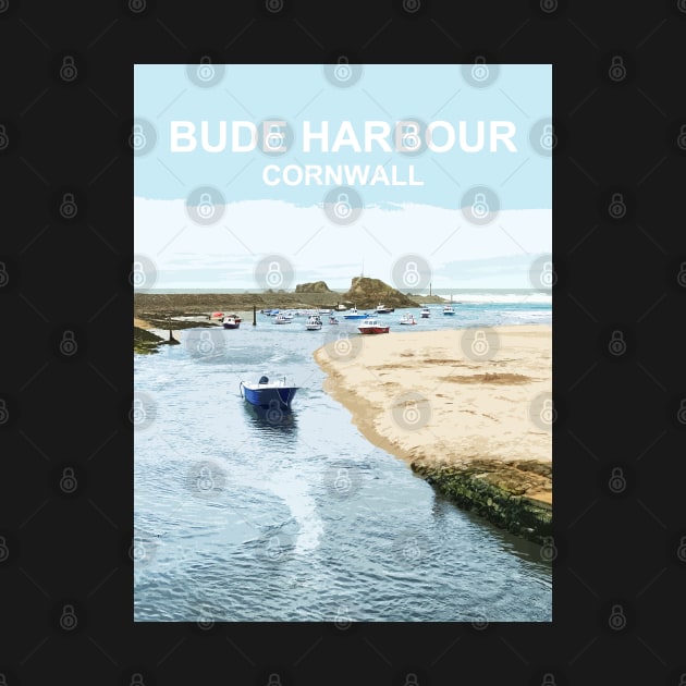 Bude Harbour Cornwall.  Cornish gift Kernow Travel location poster by BarbaraGlebska