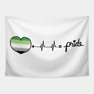 Aromantic Pride Heart + Heartbeat = Pride Design Tapestry