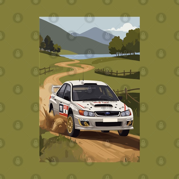 White WRX Rally Car Poster JDM by VENZ0LIC