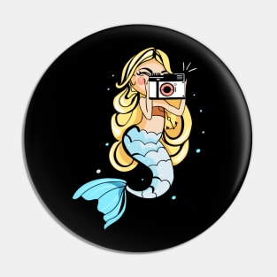 Cute Beautiful Mermaid Taking Photo Artwork Pin