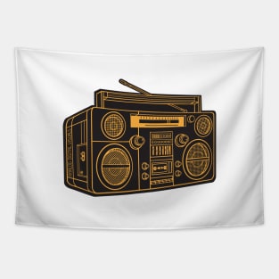 Boombox (Yellow Orange Lines + Black Drop Shadow) Analog / Music Tapestry