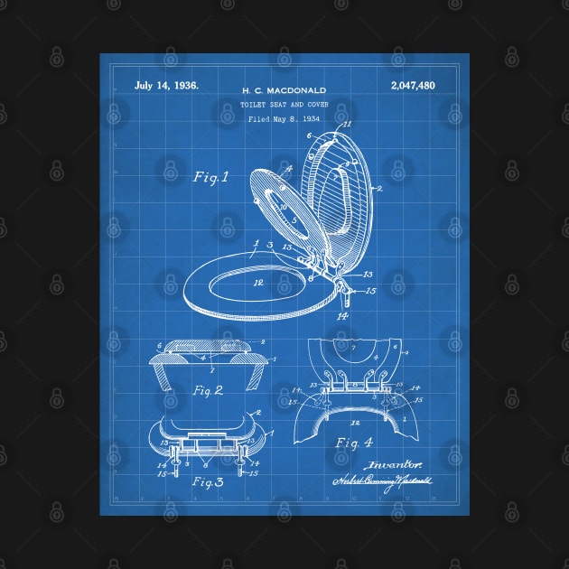 Toilet Seat Patent - Bathroom Art - Blueprint by patentpress