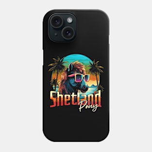 Retro Wave Shetland Pony Horse Vibes Palm Design Phone Case