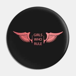 Girls Who Rule Girl Power Pink Wings Pin