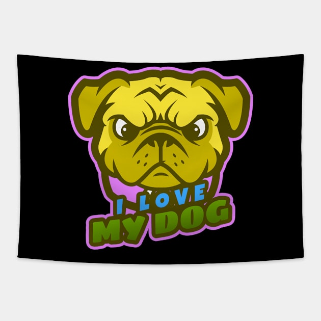 I LOVE MY DOG Design T-shirt Coffee Mug Apparel Notebook Sticker Gift Mobile Cover Tapestry by Eemwal Design