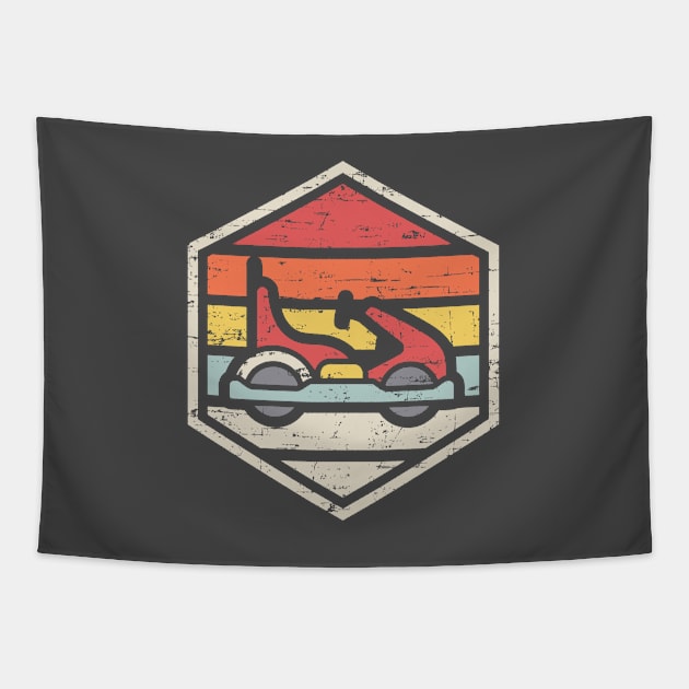 Retro Badge Kart Tapestry by rojakdesigns