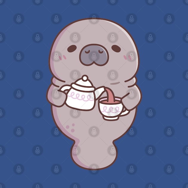 Cute Manatee Pouring Tea Into Teacup by rustydoodle