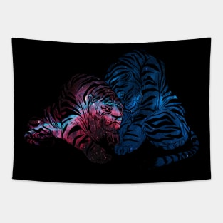 Space tiger cuddles Tapestry