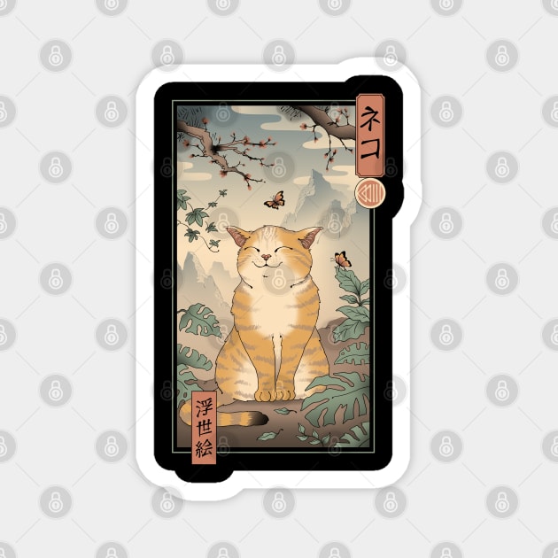 Edo Cat Back Print Magnet by Vincent Trinidad Art