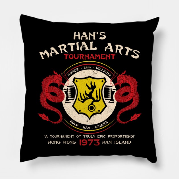 Han's Martial Arts Tournament Dark Pillow by Alema Art