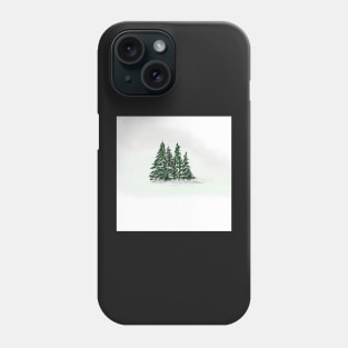 Winter landscape with pine trees and snow Phone Case