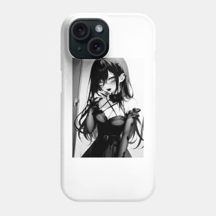 Black and white anime girl Phone Case