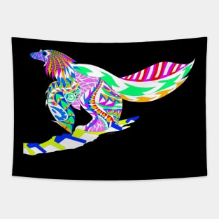 the bird dinosaur in feathered pattern ecopop Tapestry