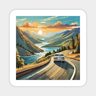 Summer Mountain Road Trip Lovers Magnet