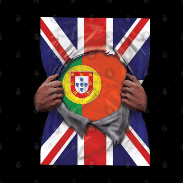 Portugal Flag Great Britain Flag Ripped - Gift for Portuguese From Portugal by Country Flags