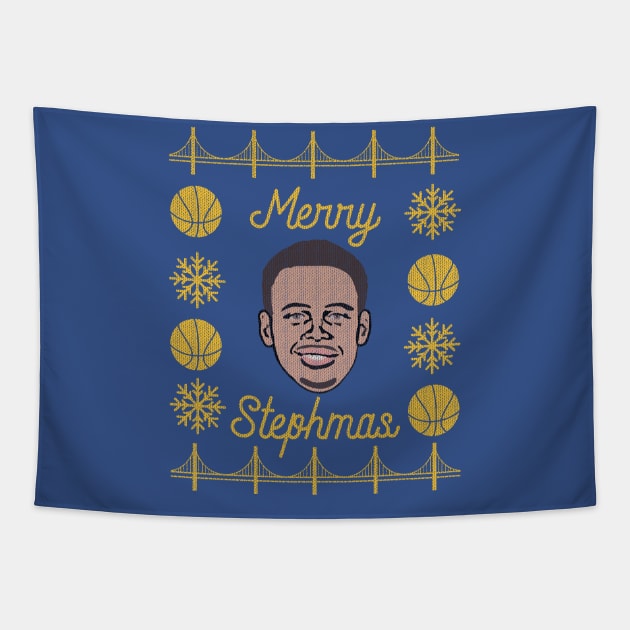 Steph Curry ugly Christmas sweater Tapestry by overhooped