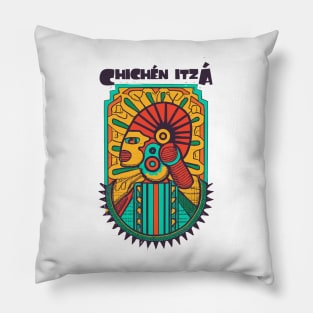 A Vintage Travel Art of Chichén Itzá - Mexico Pillow