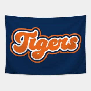 Retro Tigers Script Tapestry