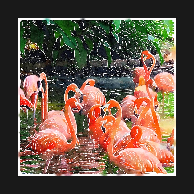 Flock of flamingos by greenoriginals