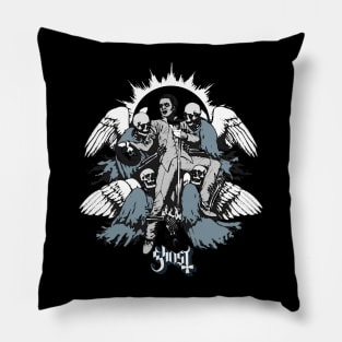 Ghost Retro Style White Pillow