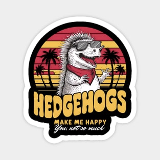 Amusing hedgehog design in retro vintage sunset style. Funny Magnet