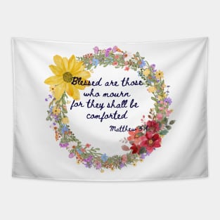 Beatitudes Matthew 5:4 Dark Letters Tapestry