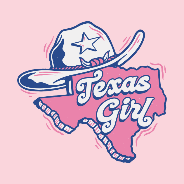 Retro Texas Girl Proud Texan // Texas Outline with Cowboy Hat by Now Boarding