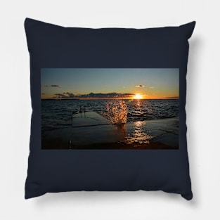 Sunset on Piran Coast, Slovenia Pillow