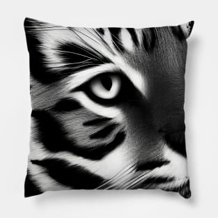 Tiger Face - White monochrome design Pillow