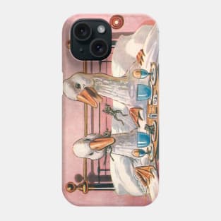 Romantic Duck Couple Enjoy a Frisky Breakfast Frog Phone Case