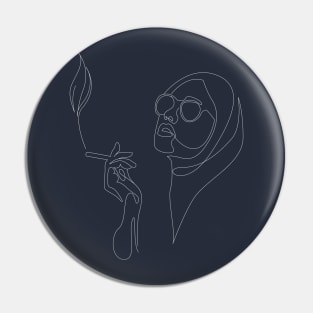 Women Smoke Line art Pin